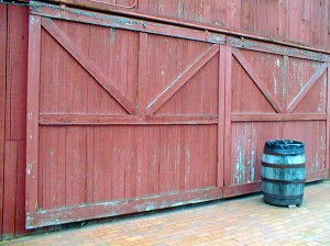 red sliding barn door